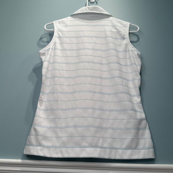 Nike Golf Size Small 4 6 Fit Dry Dri sleeveless Polo Tank Tennis White Blue - Picture 15 of 16